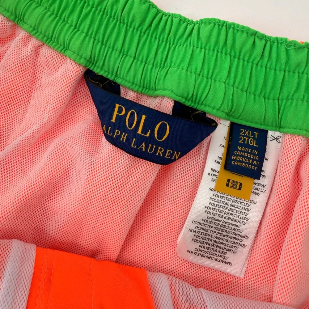 Polo Ralph Lauren Swim Trunks Mens 2LT Orange Neon Cargo Classic Fit New
